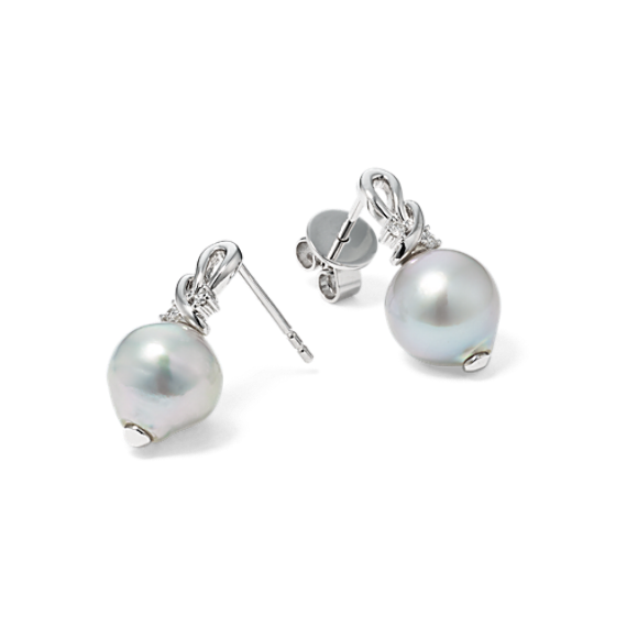 Cultured Blue Akoya Pearl Twist Earrings