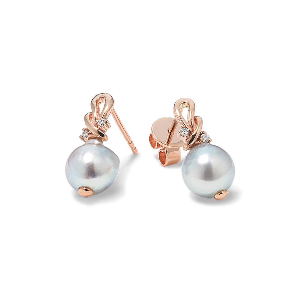 Cultured Blue Akoya Pearl Twist Earrings