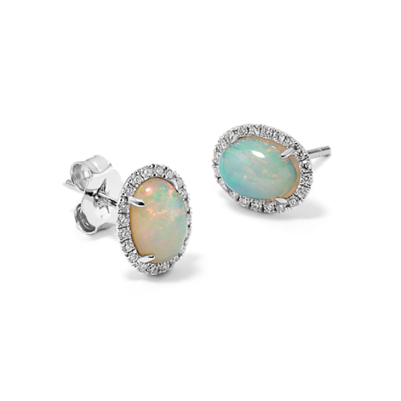 Portia Opal & Diamond Halo Studs