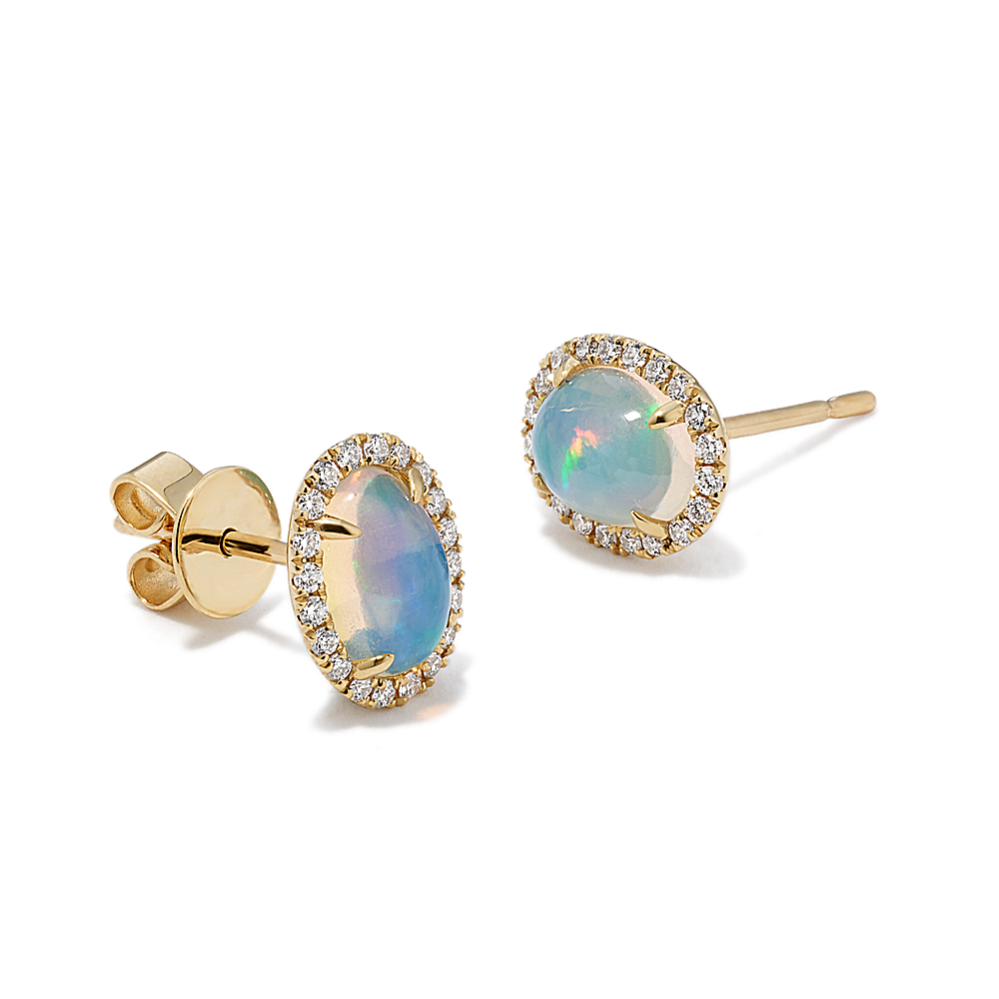 Portia Opal & Diamond Halo Studs