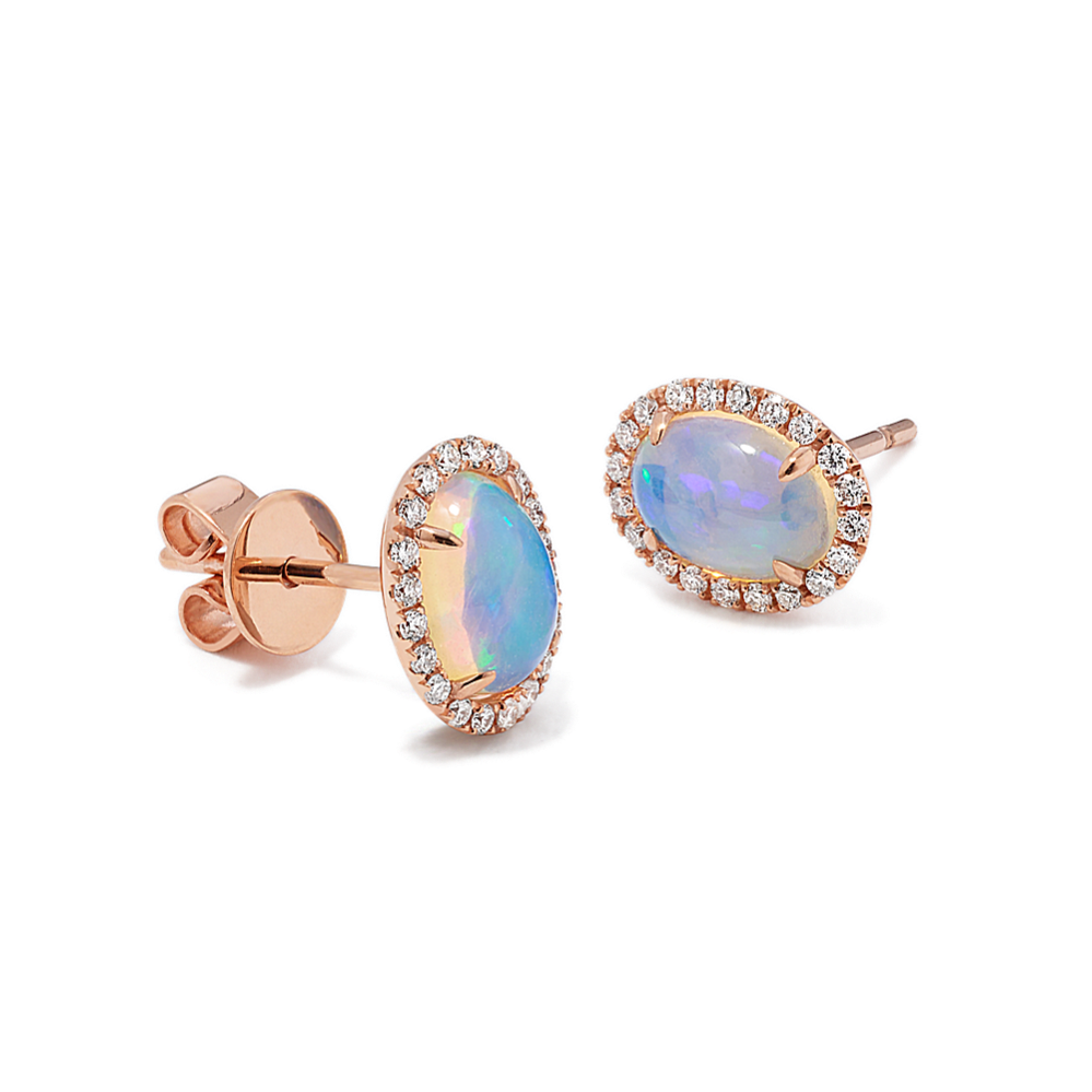Portia Opal & Diamond Halo Studs