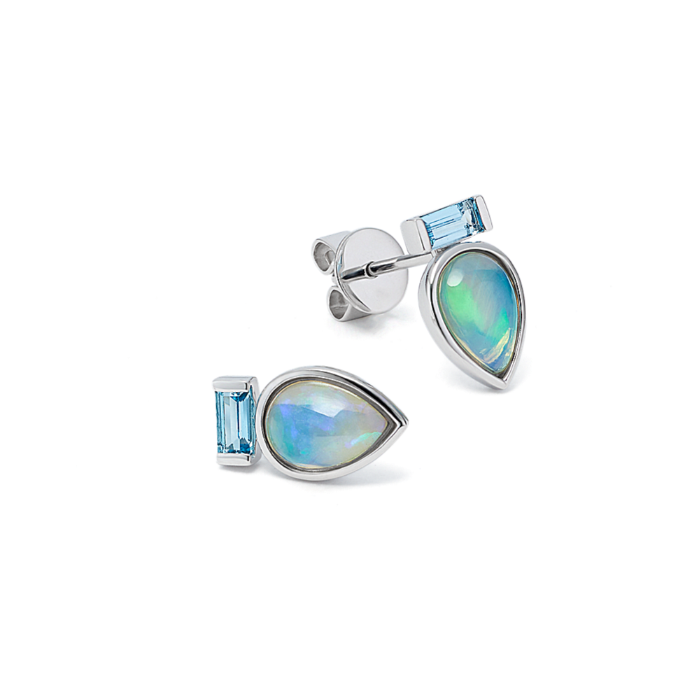 Opal, Blue Topaz, Sterling Silver 2024 Earrings