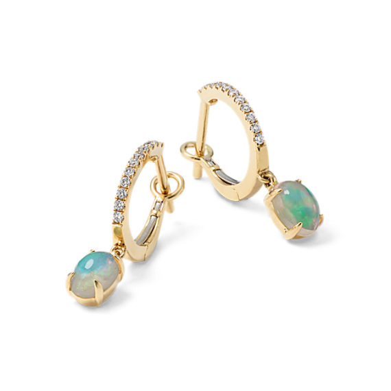 Perdita Opal & Diamond Drop Earrings