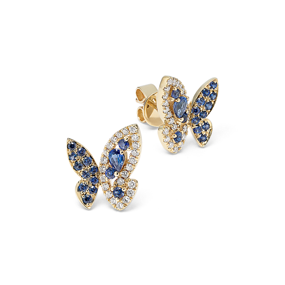 Sapphire & Diamond Butterfly Earrings