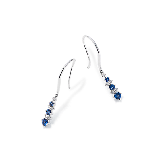 Swan Sapphire & Diamond Dangle Earrings