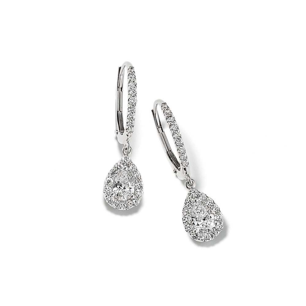 Pear-Shaped 1 tcw Lab-Grown Diamond Halo Earrings