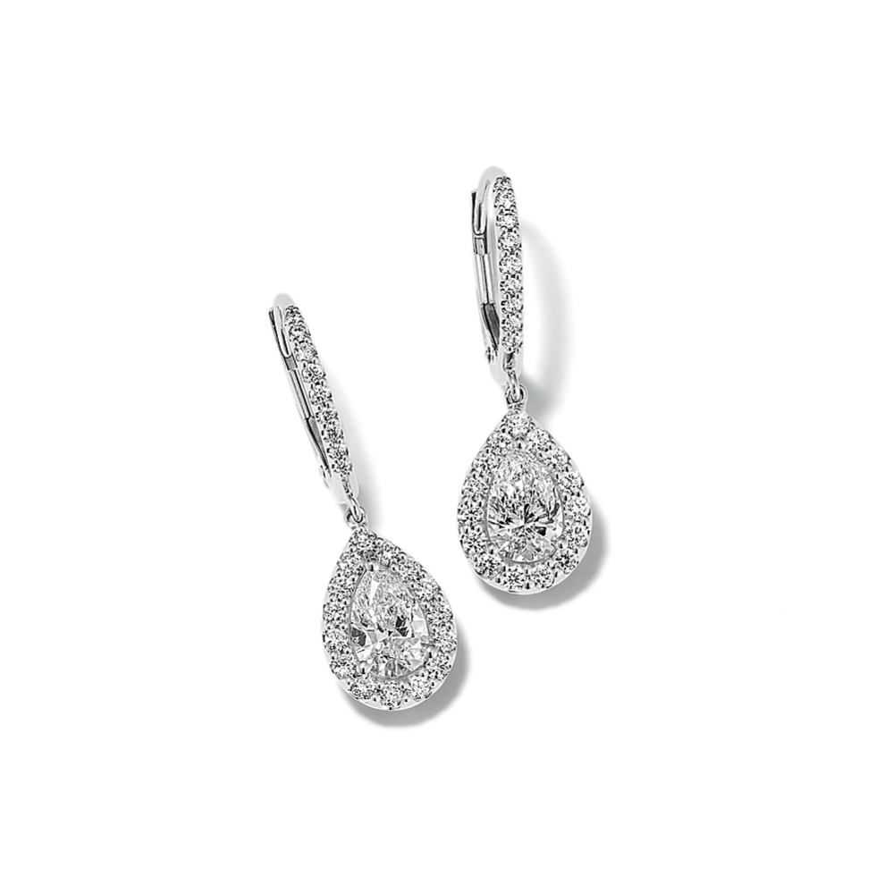 Pear-Shaped 2 tcw Lab-Grown Diamond Halo Earrings