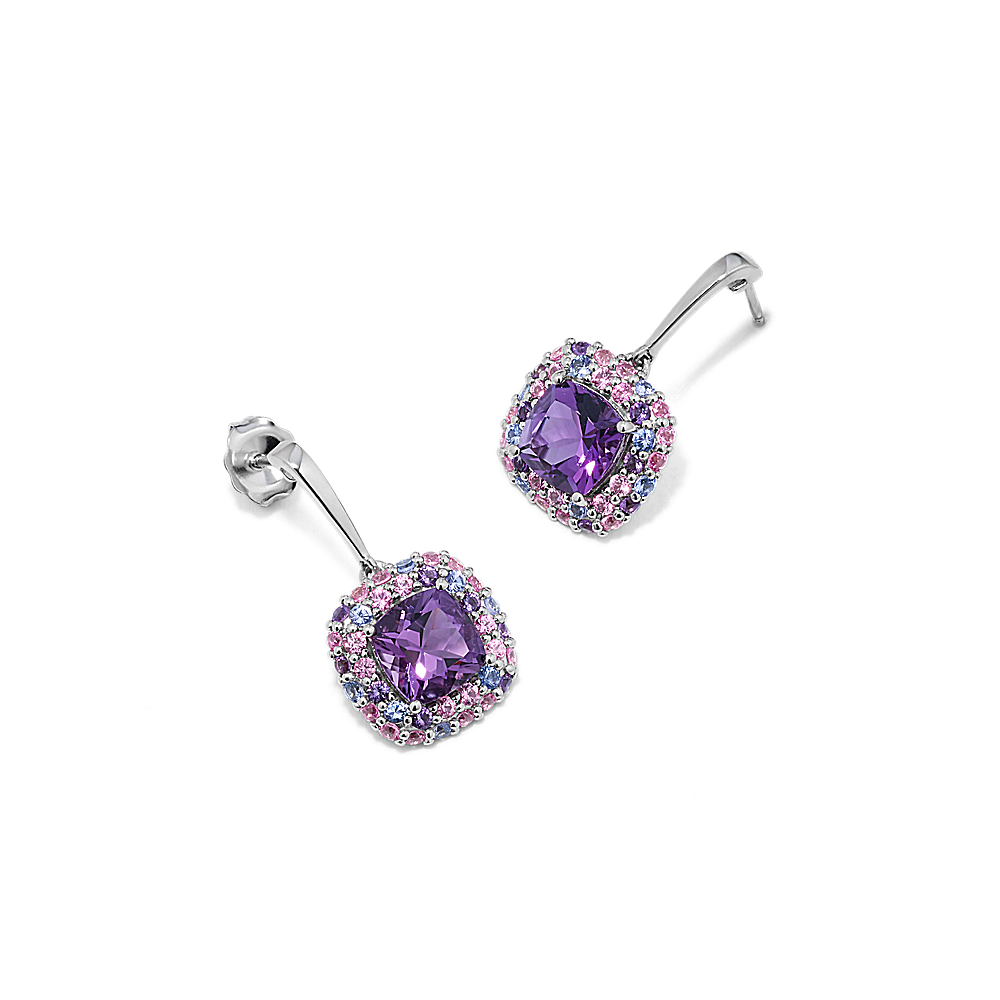 Amethyst on sale halo earrings