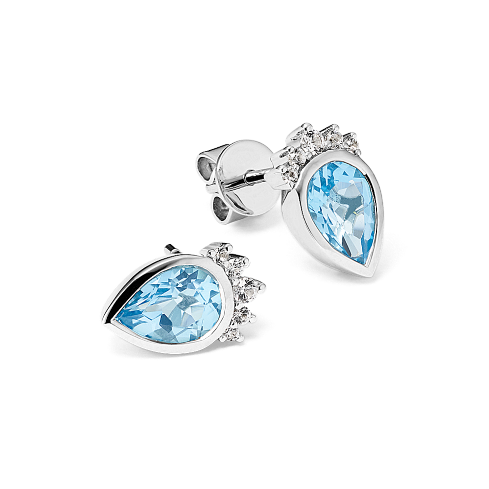 Tiara Blue Topaz & White Sapphire Earrings