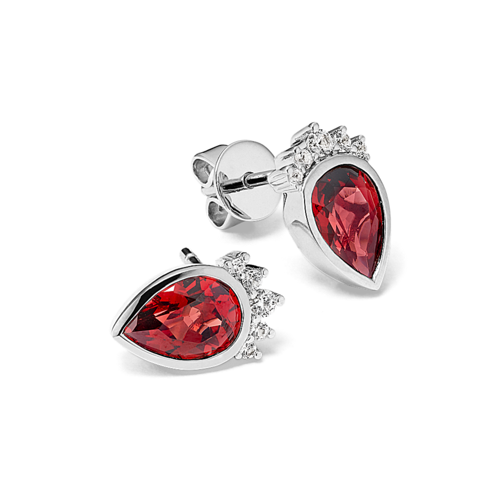 Tiara Garnet & White Sapphire Earrings