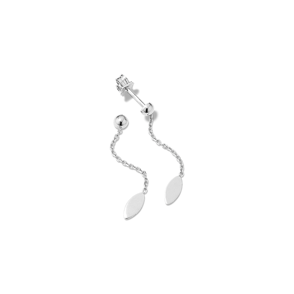 14K White Gold Mirror Cable Chain Earrings
