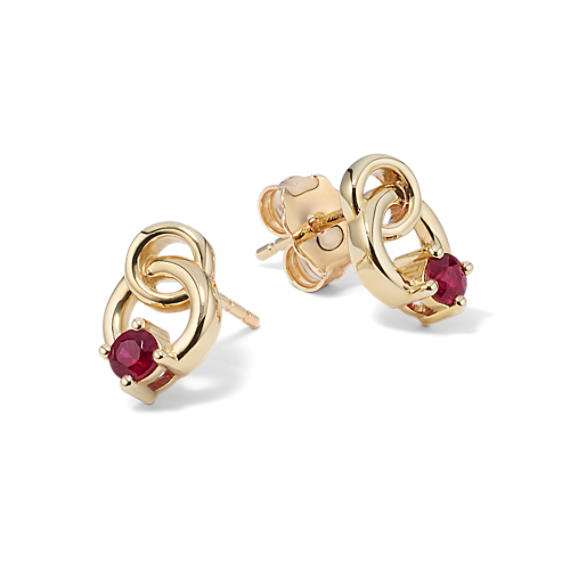 Circle Link Ruby Earrings