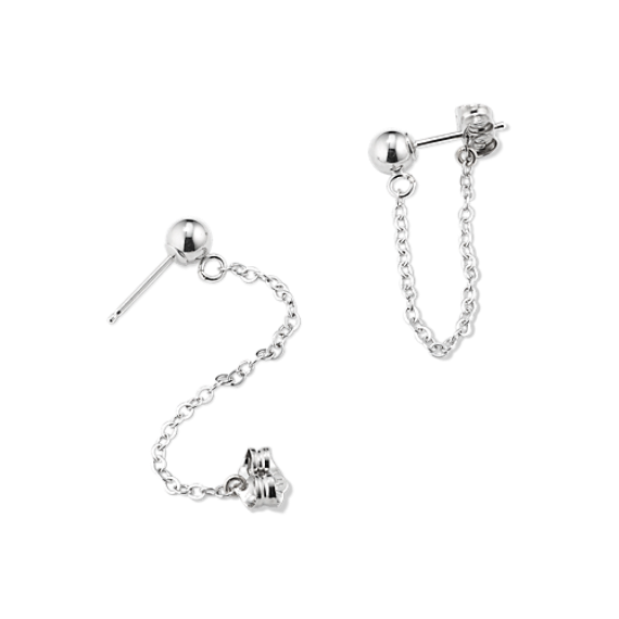 14K White Gold Chain Earrings