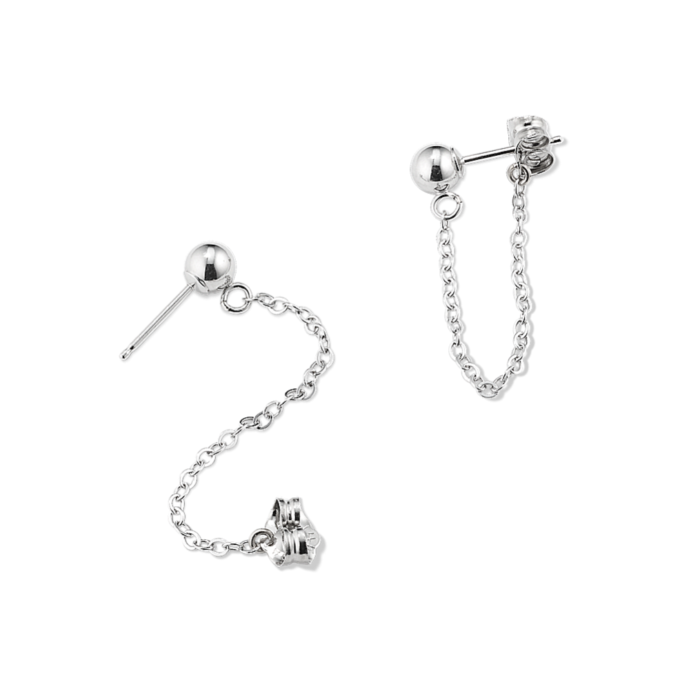 14K White Gold Chain Earrings
