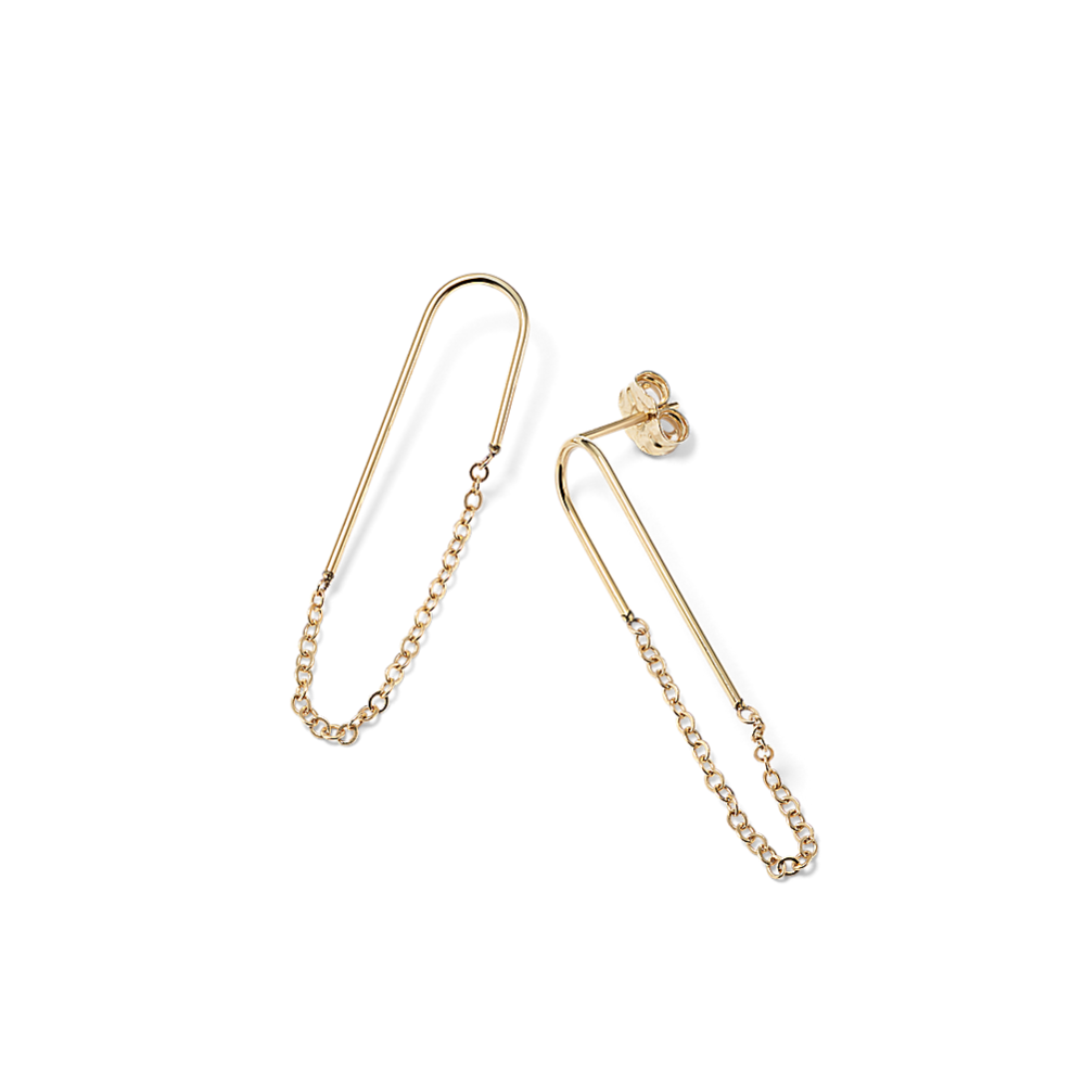 14K Yellow Gold Paperclip Chain Earrings