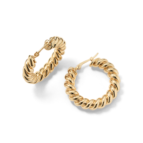 14K Yellow Gold Spiral Hoops