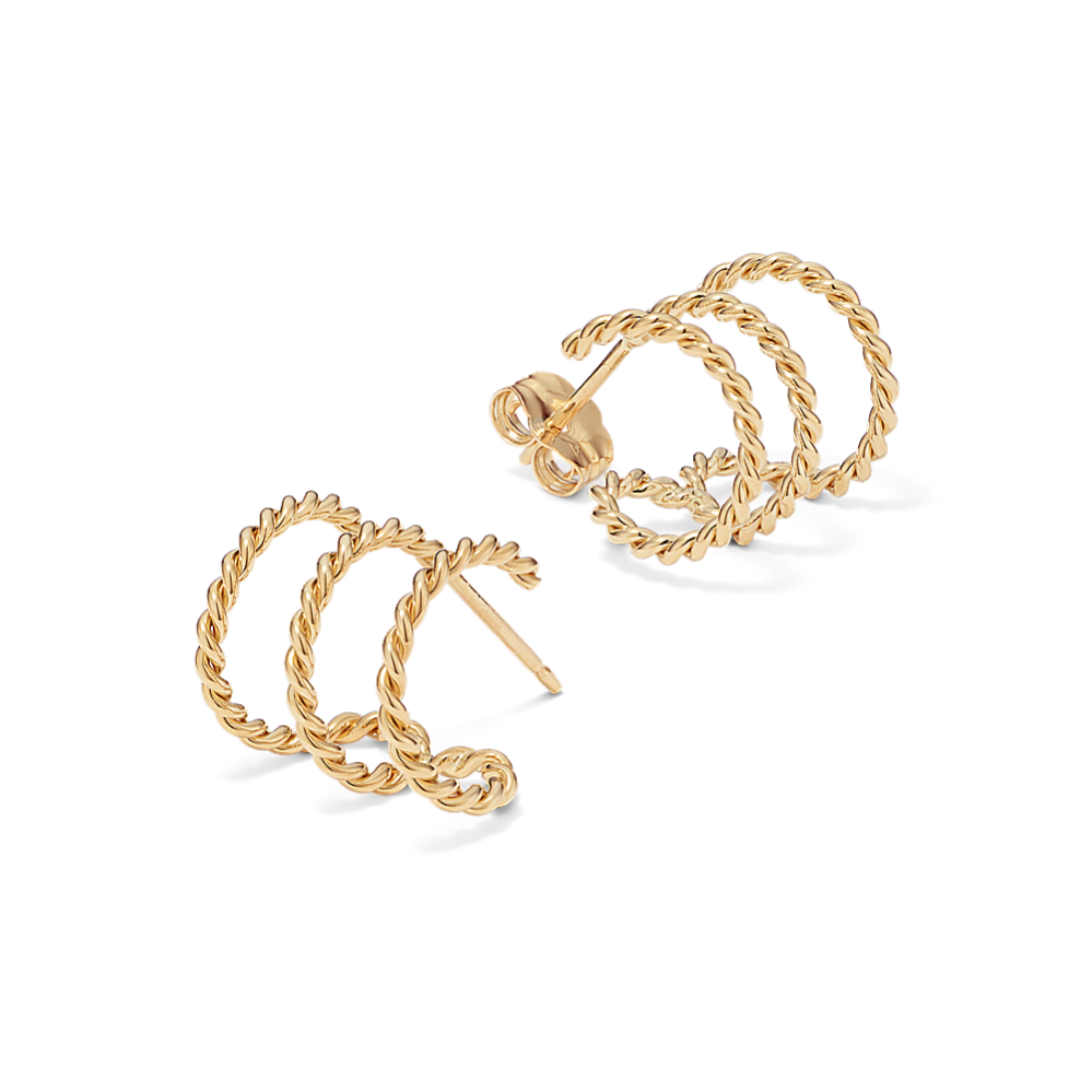 Triple Twist 14K Yellow Gold Cuff Earrings