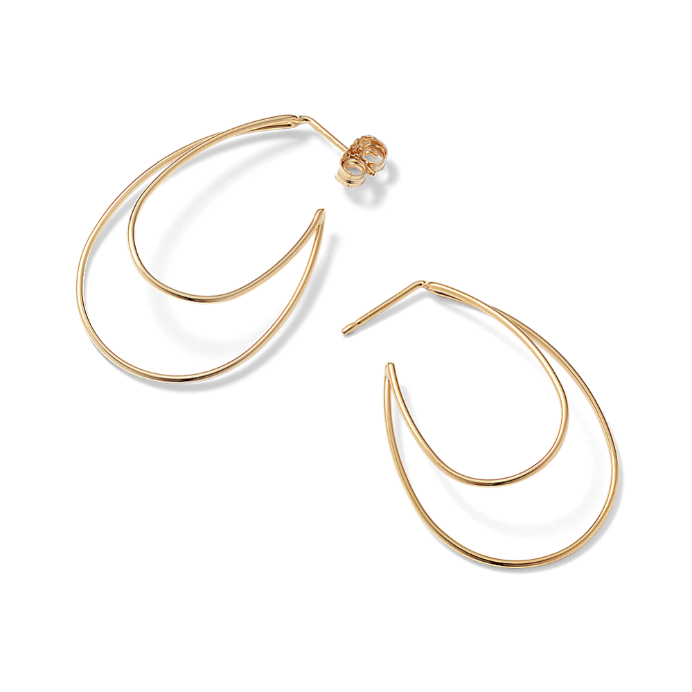 Double Oval 14K Yellow Gold Open Hoops