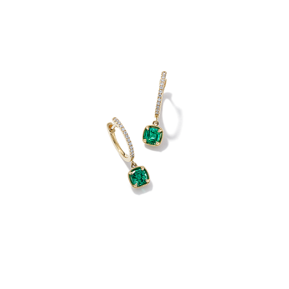 Emerald & Diamond Drop Hoops