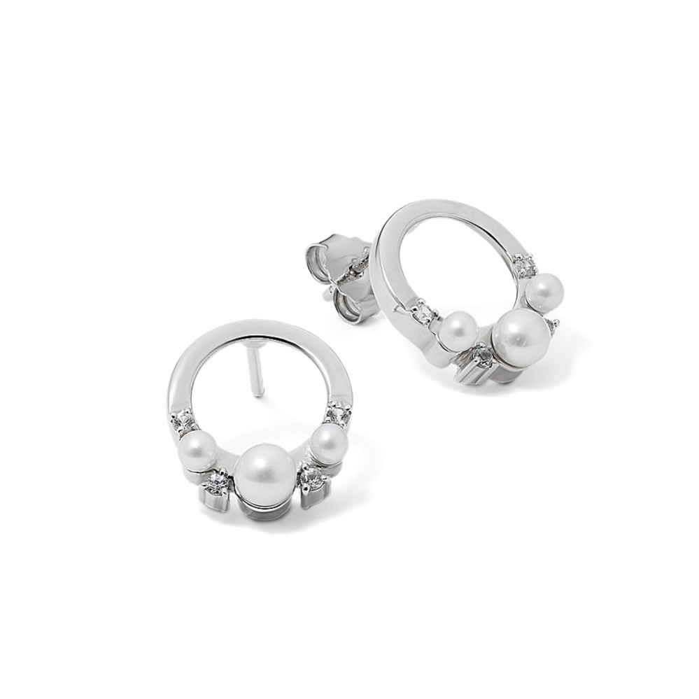 Cultured Freshwater Pearl Circle Earrings