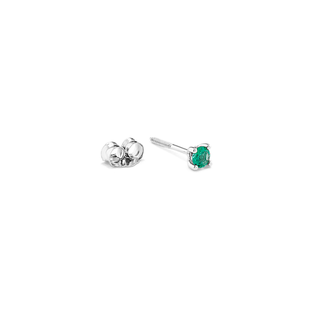 Single emerald stud earring sales
