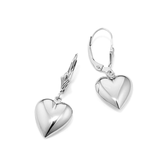 Heart-Shaped Sterling Silver Drop Earrings