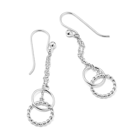 Circle Link Sterling Silver Drop Earrings
