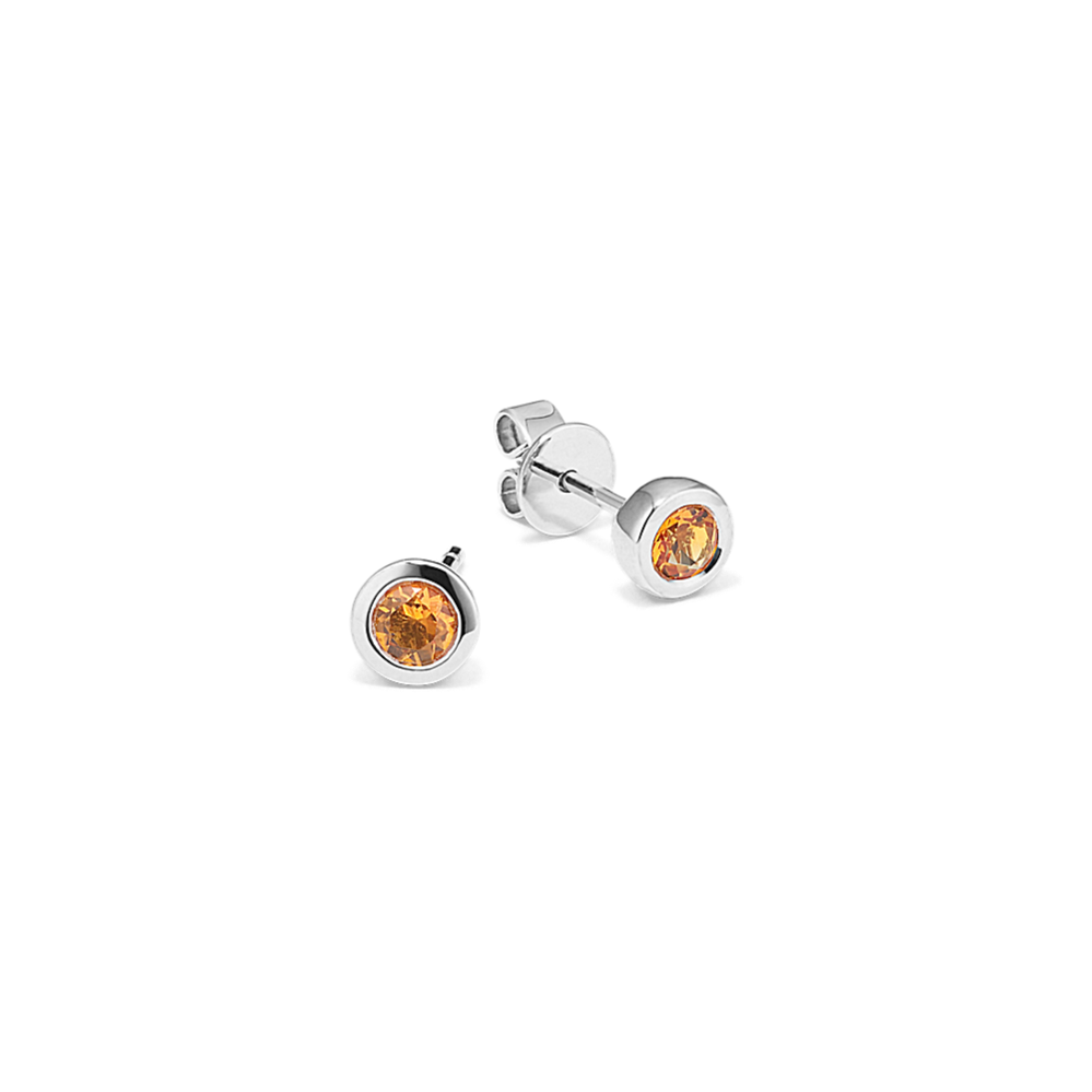 Bezel-Set Citrine Studs - Sterling Silver