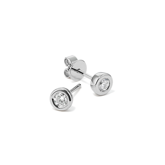 Bezel-Set Diamond Studs - Sterling Silver
