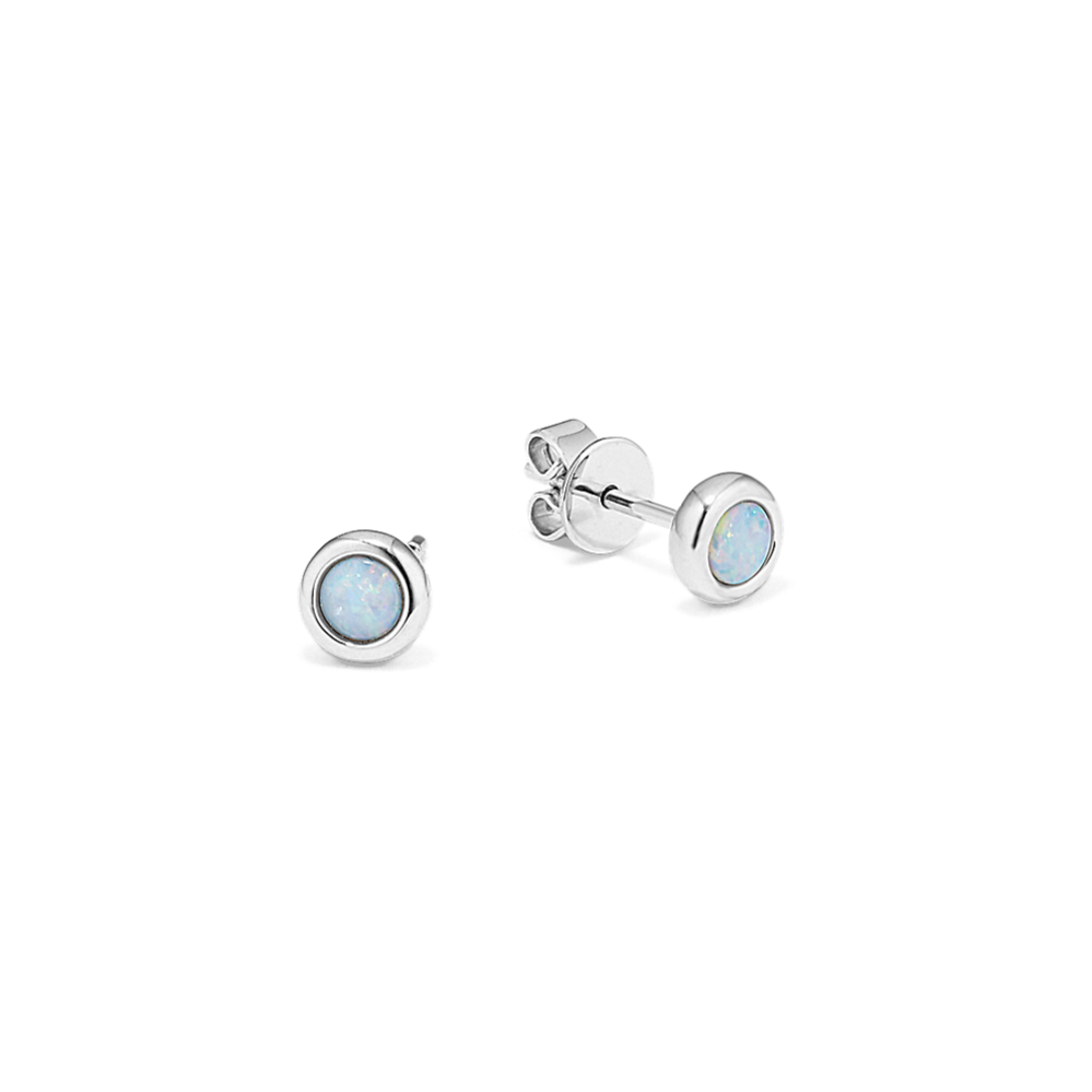 Bezel-Set Opal Studs - Sterling Silver