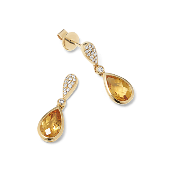 Zareen Citrine & Diamond Drop Earrings
