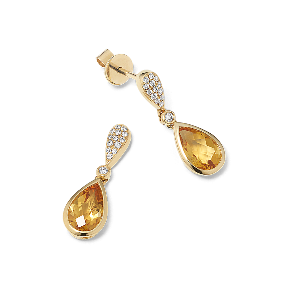 Zareen Citrine & Diamond Drop Earrings