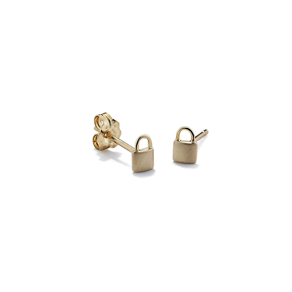 Gold clearance padlock earrings