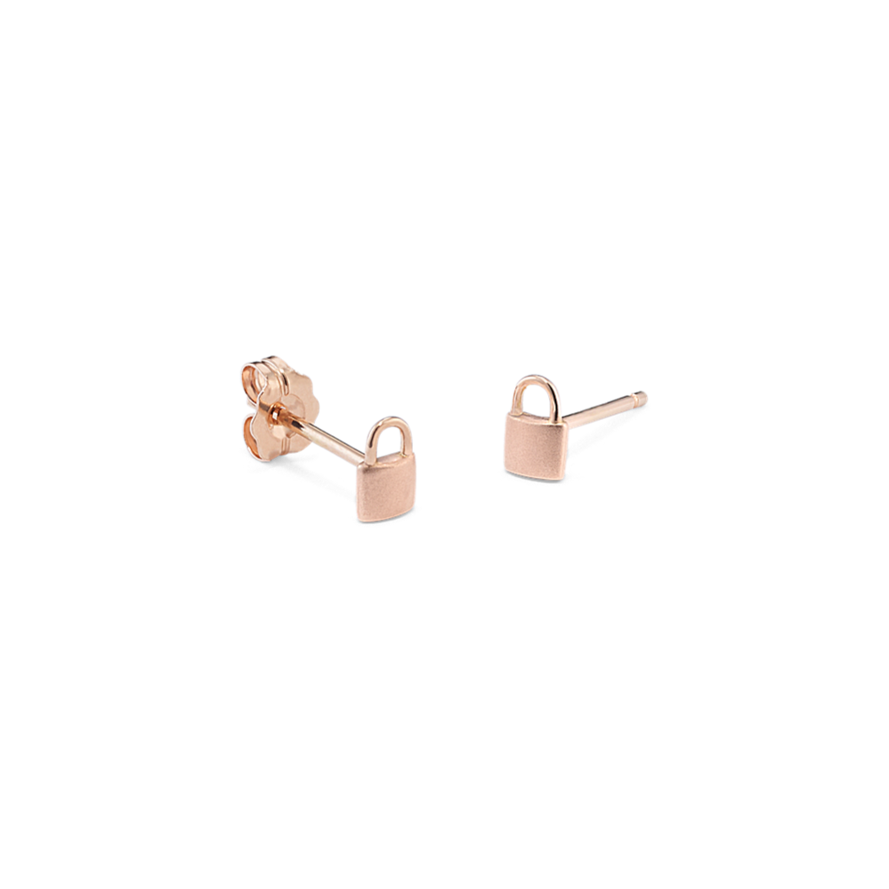 14K Rose Gold Padlock Earrings