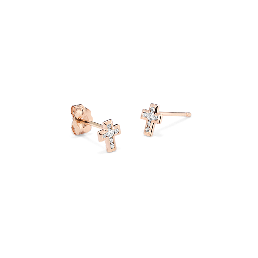 Diamond Cross Stud Earrings