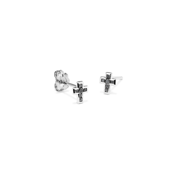 Black Diamond Cross Stud Earrings