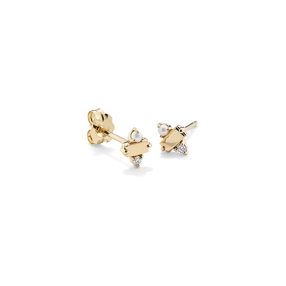 Anita Cultured Freshwater Pearl & Diamond Earrings