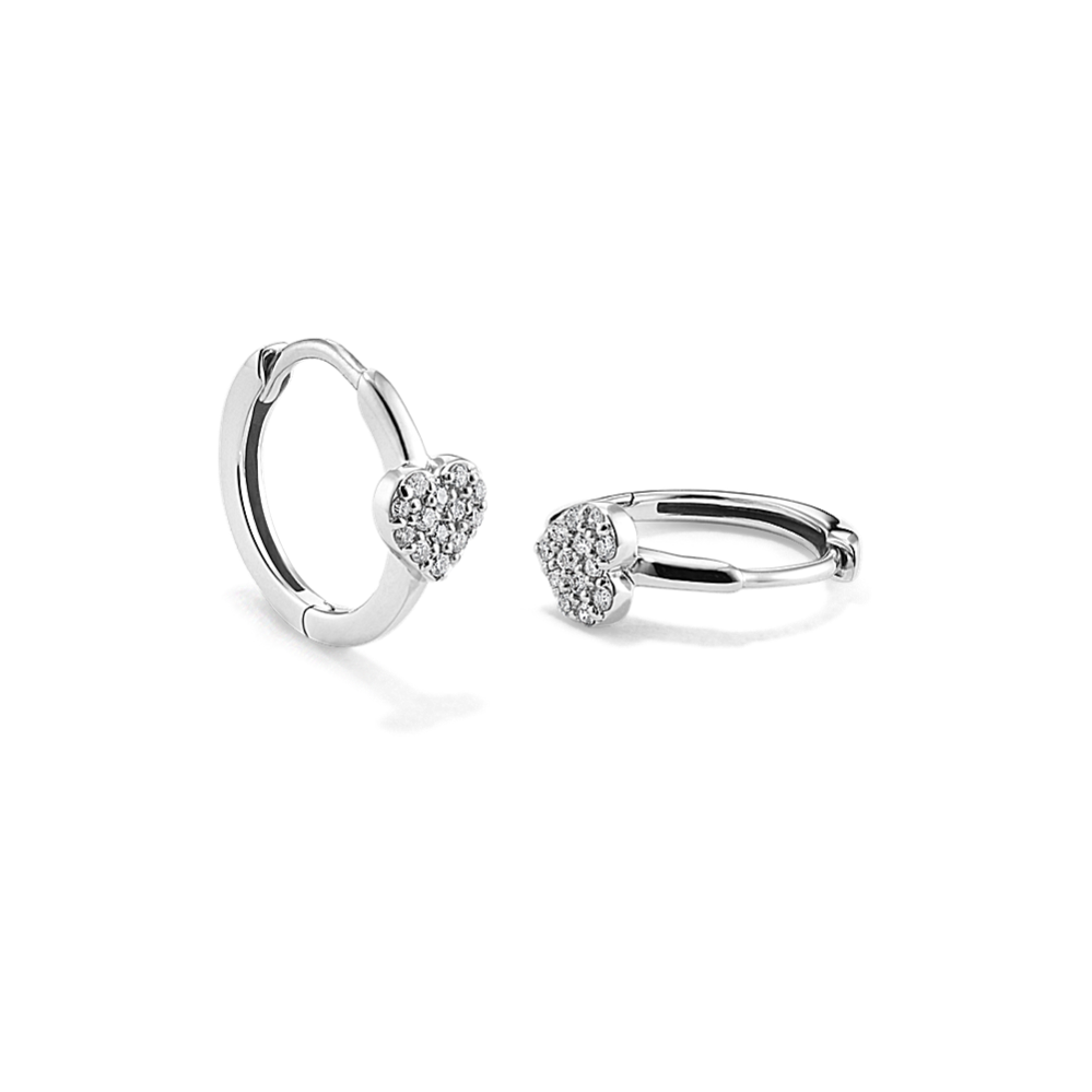 Diamond Pave Heart Hoops