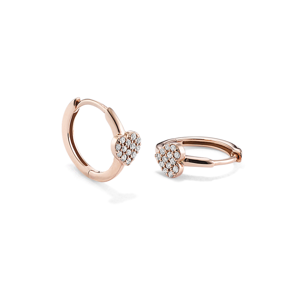 Diamond Pave Heart Hoops