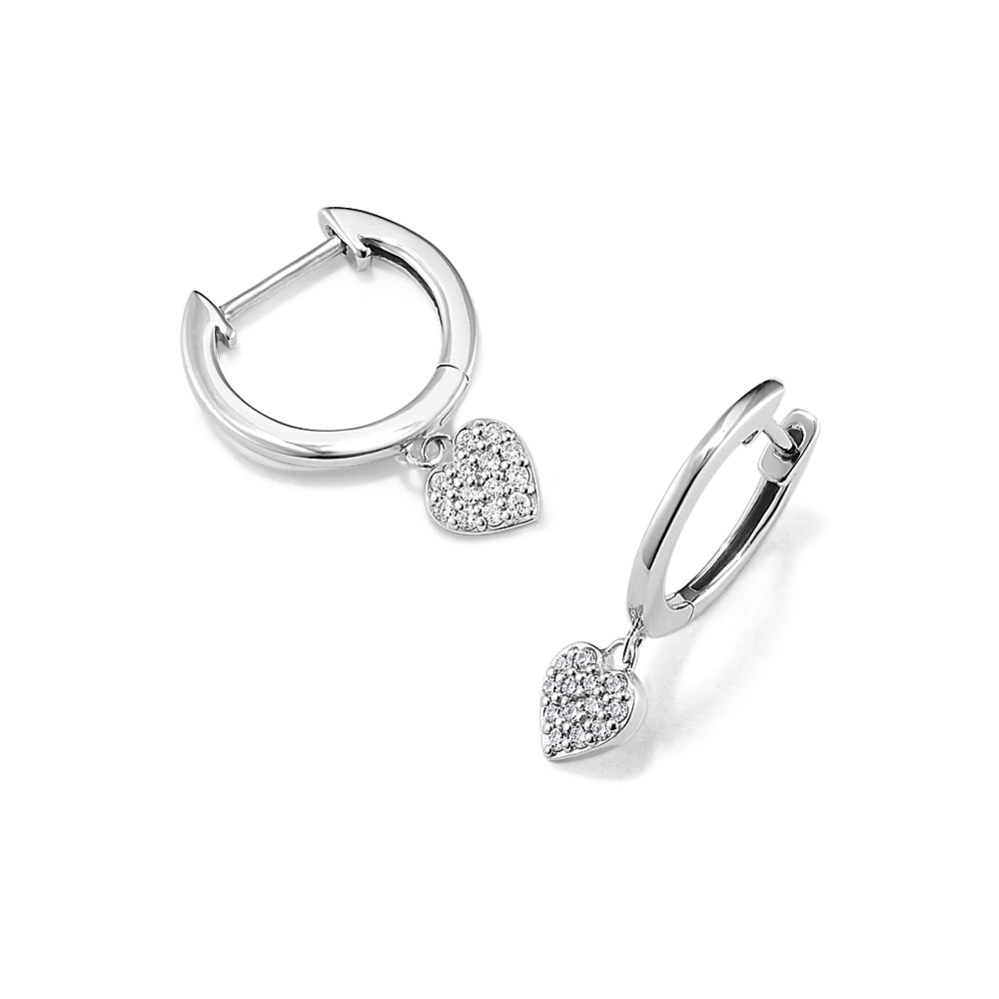 Diamond Pave Heart Drop Earrings