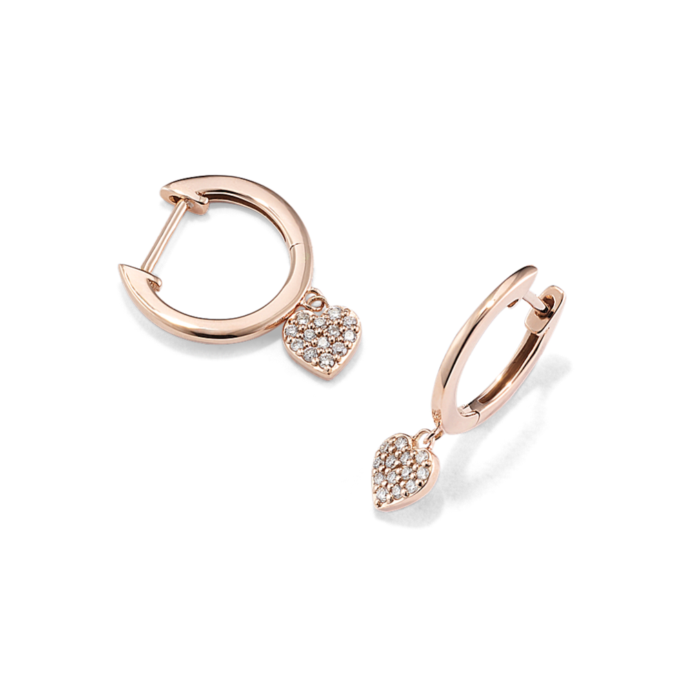 Diamond Pave Heart Drop Earrings