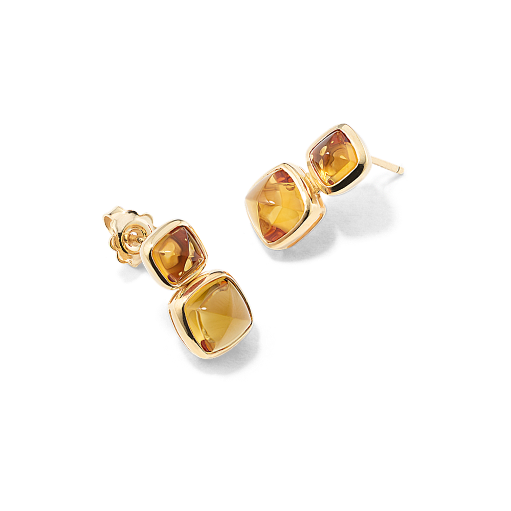 Sugarloaf Citrine Earrings - Vermeil 14K Gold