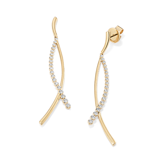 Curved Diamond Drop Earrings