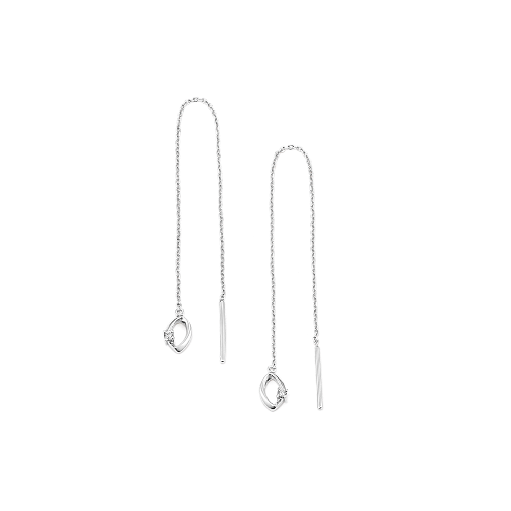 Oval Twist Diamond Threader Earrings
