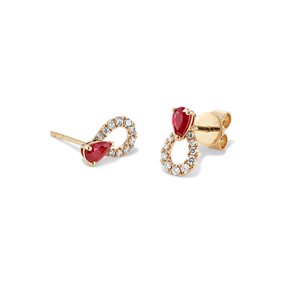 Ruby & Diamond Loop Earrings