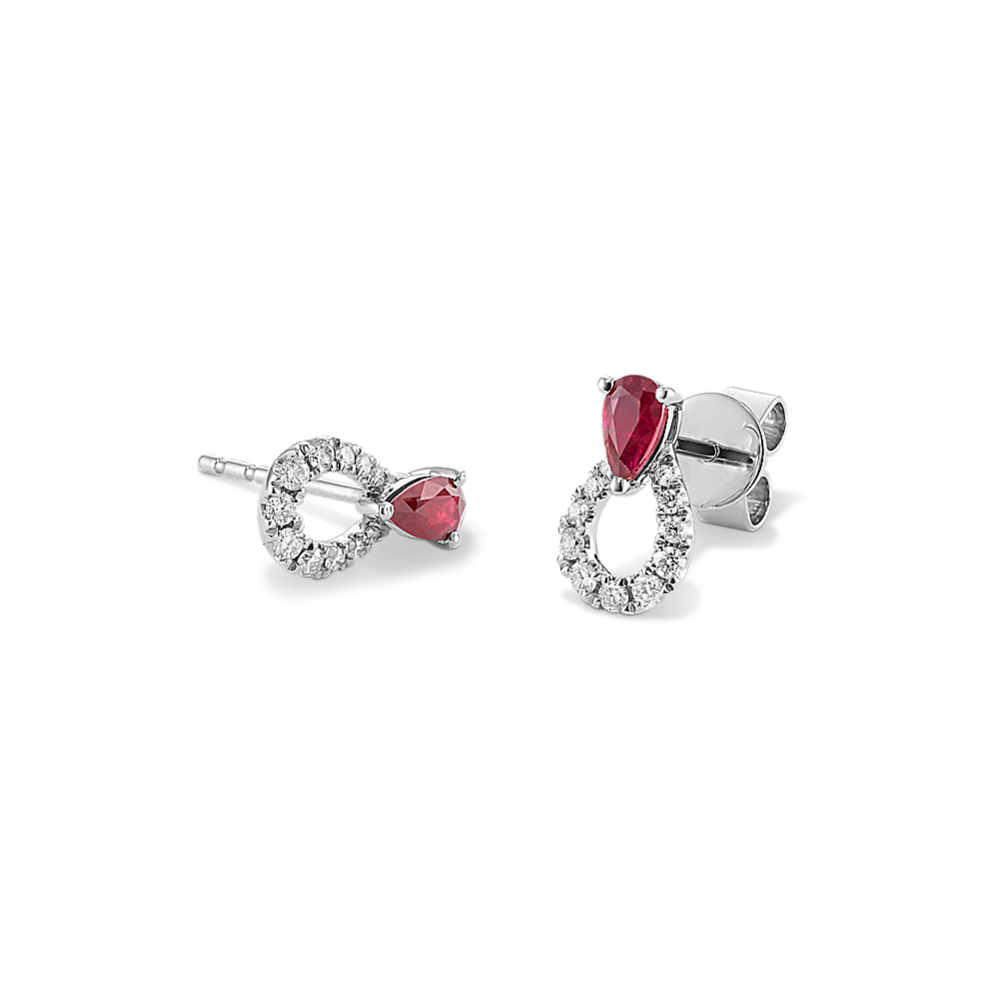 Ruby & Diamond Loop Earrings