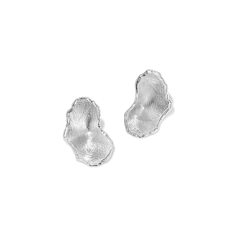 Sculptural Sterling Silver Oval Earrings