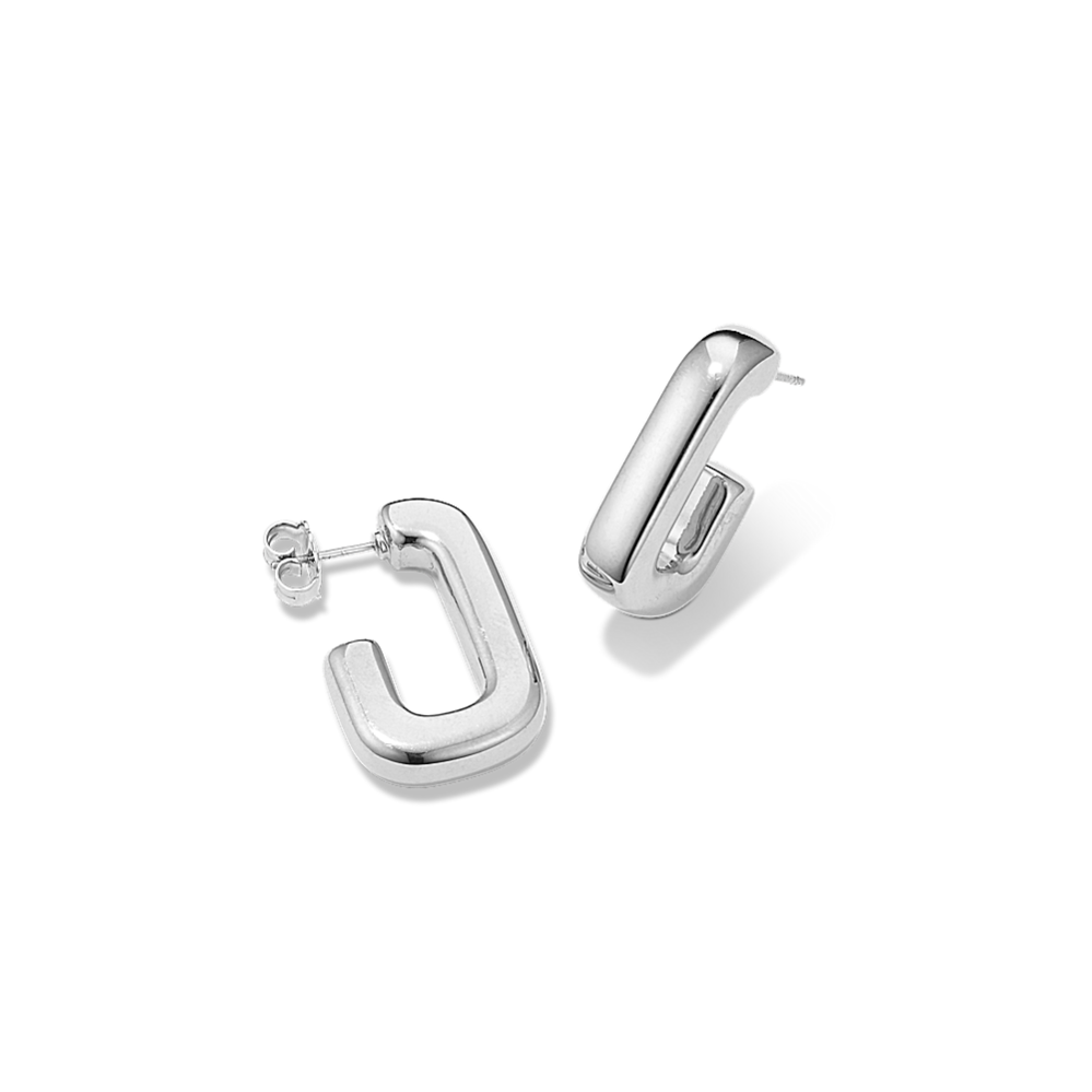 Rectangular Sterling Silver Open Hoops