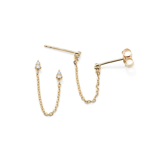 Diamond Chain Earrings for Double Piercing