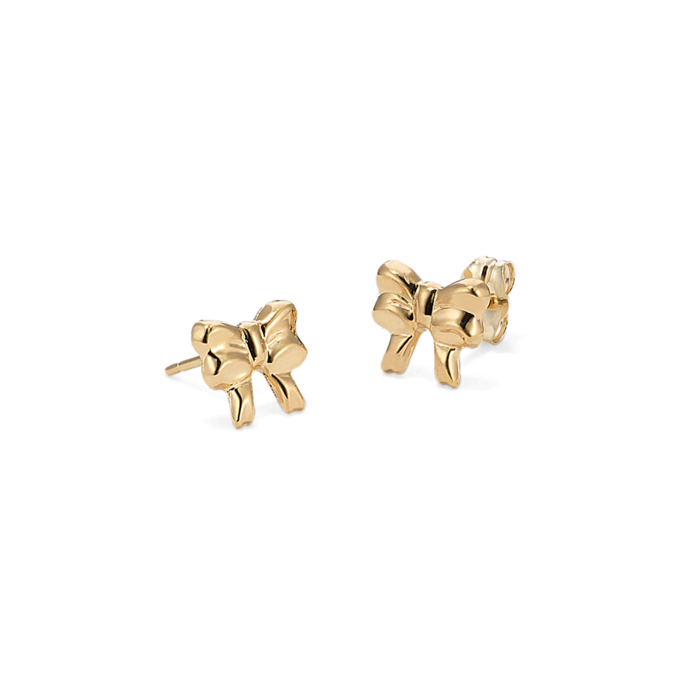 14K Yellow Gold Bow Earrings